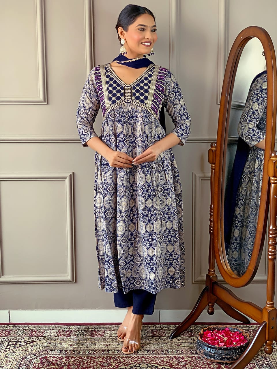 Kalaai Alia Cut Rayon Printed Embroidery Kurti With Bottom Dupatta Wholesale Price In Surat
